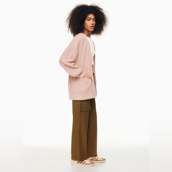 Aritzia Sz S Merino Wool Unwind Cardigan Relaxed Wilfred Free Sz Small Soft Pink - Picture 4 of 13